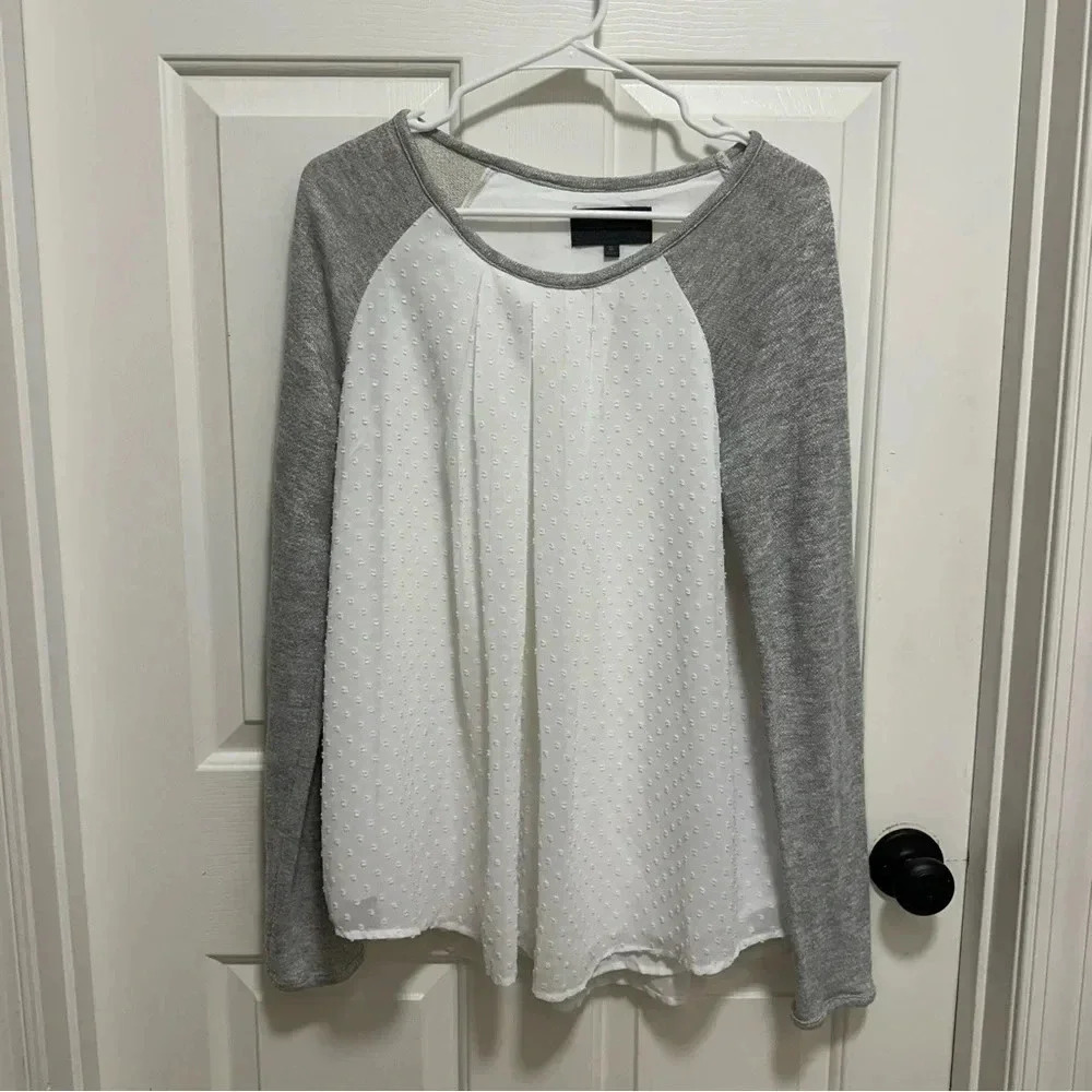 Anthropologie Sunday in Brooklyn Swiss Dot White Gray Women’s top Size XL